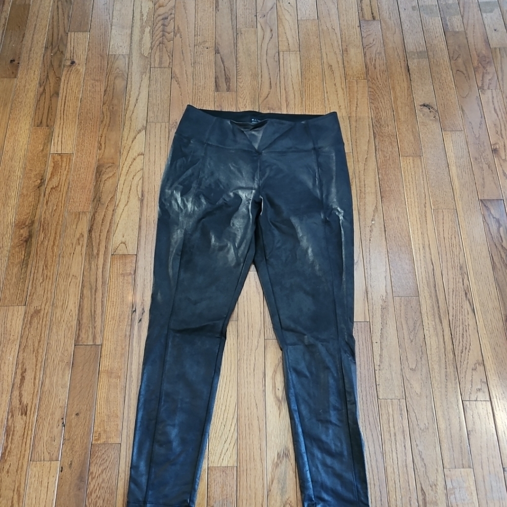 Athleta Faux Leather High Rise Delancey Gleam Tight Leggings | Black Size Large